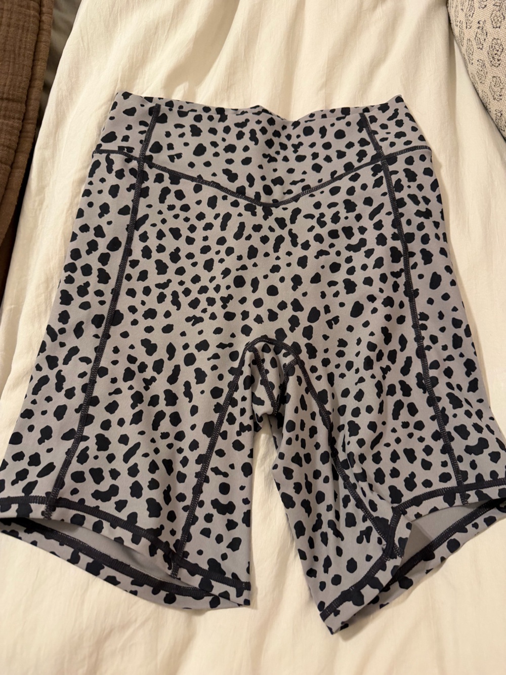 Balance Athletica Gray & Black Spotted High-Rise Bike Shorts